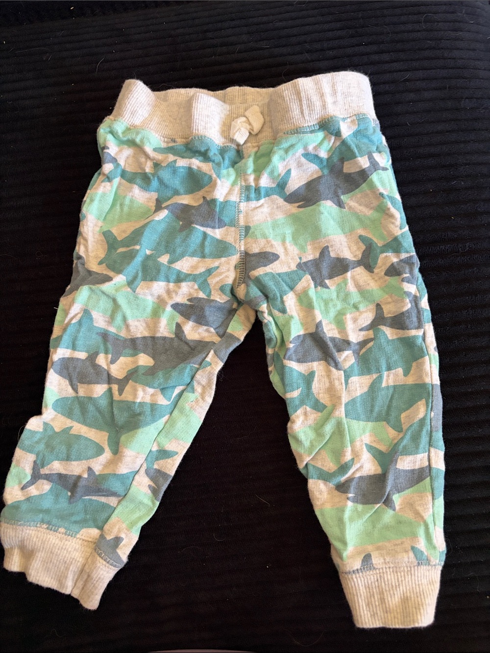 Shark Print Joggers in Mint, Gray & Blue